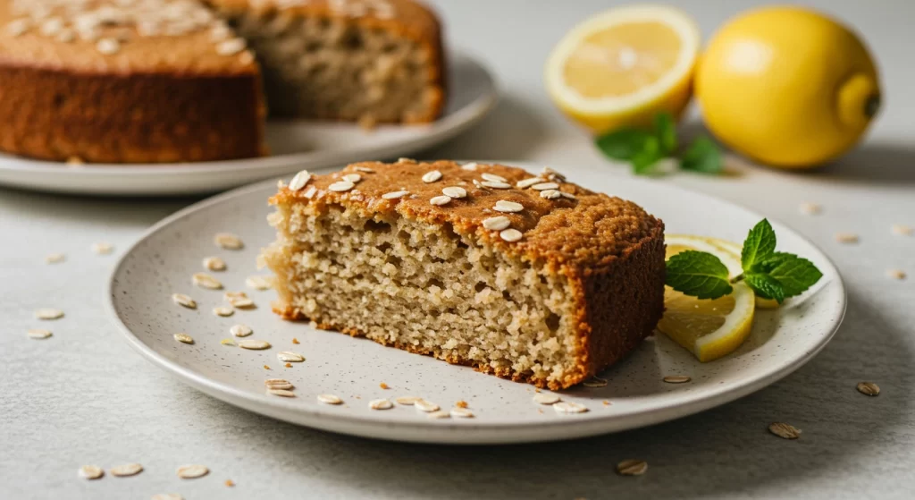 Bolo de Limão Fit com Aveia. Sobremesa saudável.